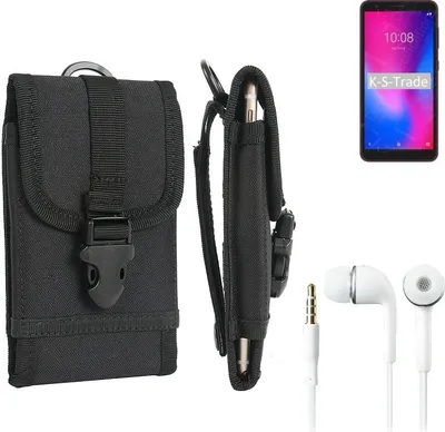 Produktbild von K-S-Trade Holster Schutz Hülle kompatibel mit ZTE Blade A3 2020 Gürteltasche Handy Hülle Tasche outdoor Seitentasche schwarz 1x + Kopfhörer