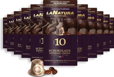 Produktbild von Prémiová káva Chocolate Espresso Crema - 110 kávových kapsúl | La Natura Lifestyle Organic 616g | bio | Kompatibilné s Nespresso®*³