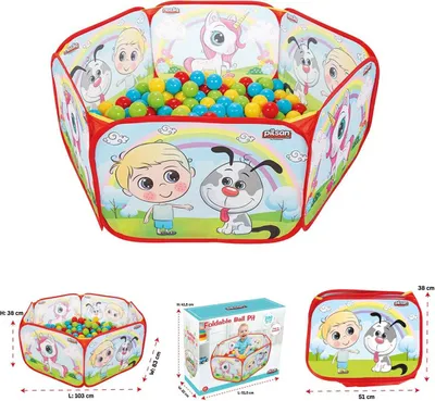 Produktbild von Pilsan Bällebad, Ballpool 06413 mit 200 Bällen 6 cm Durchmesser, Schutzrand