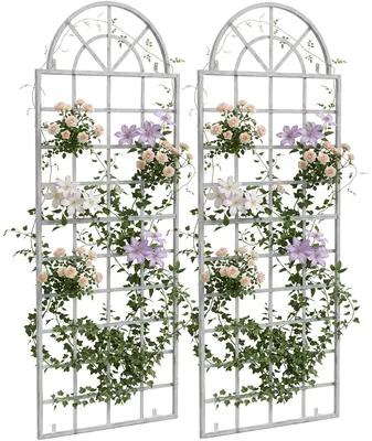 Produktbild von CLP Rankgitter Viva 2er Set aus Eisen mit Rundbogen und Wandhalterung für den Garten antik weiß, KI-generiertes Bild