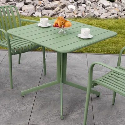 Produktbild von di volio Gartentisch MIRIA - 80x80 cm, Gartentisch wetterfest aus Metall, Balkontisch quadratisch, Outdoor Tisch für Garten & Terrasse grün