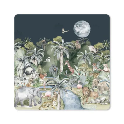 Produktbild von MuchoWow® Mauspad Mousepad Kinder - Dschungel - Natur - Tiere - Pflanzen 20x20 cm - Mousepads - Maus Mat - Pad - Mausunterlage - Desk Mat - Bureauartikeln