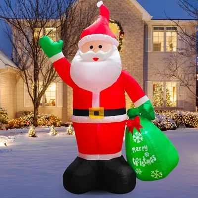 Imagen del producto de Muñeco de Navidad inflable - LED - 245 cm - Decoración navideña - IP44 - Resistente al agua - Regalos - Iluminación para interior y exterior