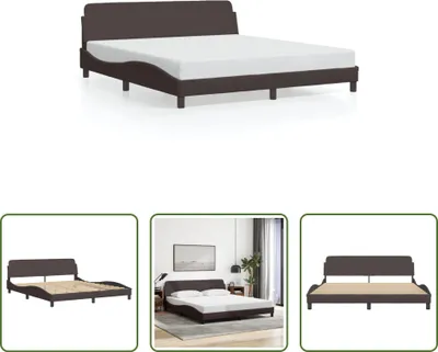 Produktbild von The Living Store Bettgestell mit Kopfteil Dunkelbraun 180x200 cm Stoff