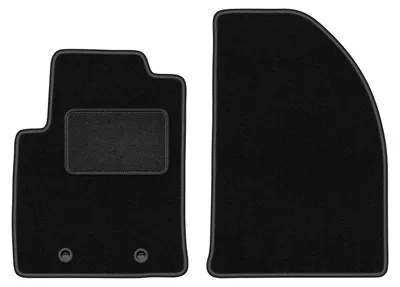 Produktbild von Velours-Fußmatten Vorne passend für Ford Fiesta MK6 (Schrägheck, Bj. 2002-2010) –  schwarz, passgenau, mit Befestigungen set 2 Stk. - STANDARD