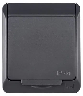 Produktbild von Hermes Einzel-Aufputzsteckdose mit Erdung, hermetisch, 16 A, Schutzart IP44, Anthrazit, 0321-07