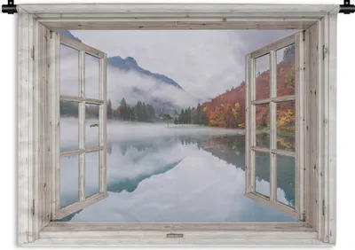 Produktbild von MuchoWow® Wandteppich Wandbehang Durchblick - Herbst - Nebel 60x45 cm Tapisserie Dekoration Wandtuch - Das Schlafzimmer