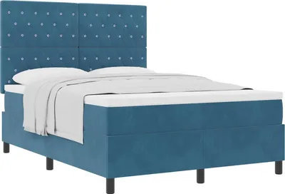 Immagine prodotto di vidaXL Letto a molle con materasso blu scuro 140 x 200 cm in velluto