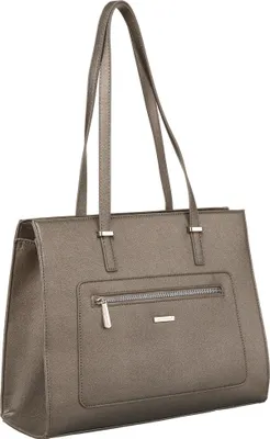 Produktbild von David Jones | Große, ökologische Damenhandtasche, aus Leder, Silber, 33x25.5x13 cm