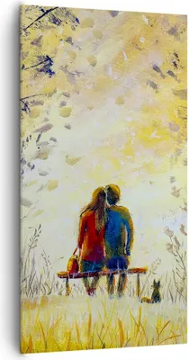Produktbild von Bild auf Leinwand - Leinwandbild - Einteilig - Liebhaber auf Bank - 65x120cm - Wand Bild - Wanddeko - Wandbilder - Leinwanddruck - Bilder - Wanddekoration - Leinwand bilder - Wandbild - PA65x120-4578