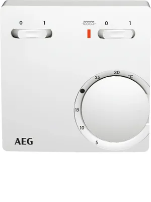 Produktbild von AEG Raumtemperaturregler RT 602 SN SZ, 2-Punkt, hohe Regelgenauigkeit, zeitgesteuerte Energiesparfunktion, Aufputz, 223299