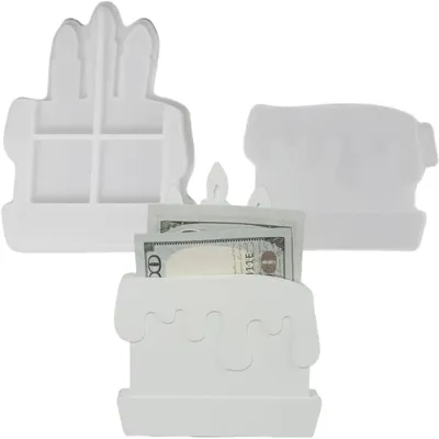Productafbeelding van Siliconen vorm voor geldcadeau, verjaardagstaart, 2 stuks. Gietvorm voor gips en epoxyhars