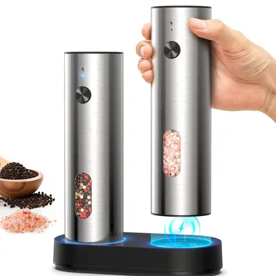 Elektrische Salz- und Pfeffermühle, Edelstahl, USB-C, 5 Mahlgrade, 110 ml