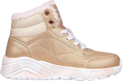 Obrázek produktu pro Dětské zimní boty Skechers Uno Lite Camo Dazzle vysoké dívčí tenisky s umělou kožešinou zlaté (310485L-GDPK)
