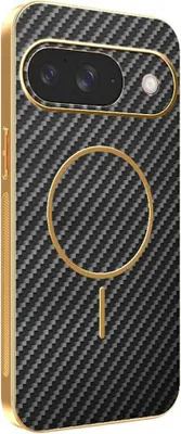 Produktbild von MagSafe Hülle für Google Pixel 9 - Phonesta Luxury Carbon Fiber Back Cover - Schwarz