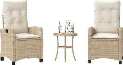 Obrázok produktu pre vidaXL 3-dielna bistro súprava s vankúšmi Béžový polyratan
