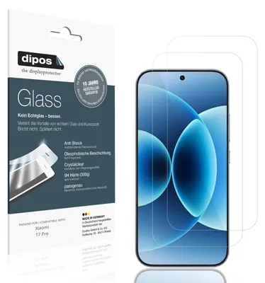 Produktbild von 2x Schutzfolie für Xiaomi 17 Pro - Anti-Shock 9H Folie dipos Glass Kunststoffglas