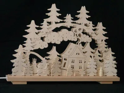 Produktbild von Schwibbogen mit Haus im Wald und Beleuchtung BxHxT 50x32x7cm NEU