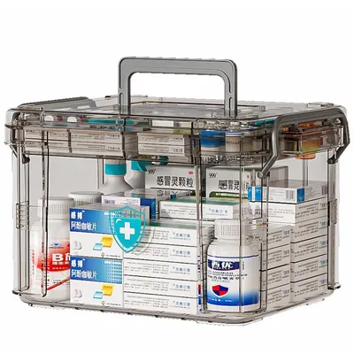 Produktbild von Medizinbox Hausapotheke, 2 Fächer, Medikamenten Organizer für Zuhause & unterwegs