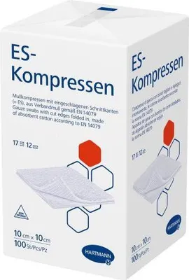 Produktbild von ES-Kompressen, 12-fach, 10 x 10cm unsteril, Pack: 100 Stück | Packung (100 Stück)