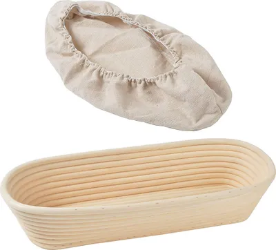 Produktbild von CANDeal 35 cm oválny kváskovací košík s ľanovou vložkou - Ideálny kváskovací košík na chlebové cesto z prírodnej trstiny