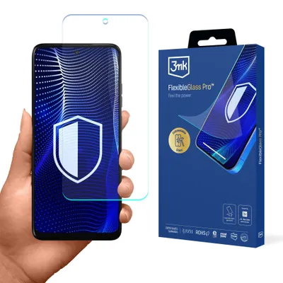Productafbeelding van 3mk Hybride glas compatibel met Motorola Moto E15, FlexibleGlass Pro, Onbreekbaar glas 7H, 400% schermversterking, 0,3 mm dikte, Eenvoudige montage
