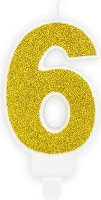 Immagine prodotto di Candela con il numero «6», glitter dorati