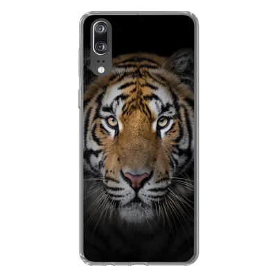 Produktbild von MuchoWow® Handyhülle Schutzhülle Hülle für Huawei P20 Tiger - Wildtiere - Porträt - Schwarz - Tiere Silikon Softcase Handy Hülle - Hardcover