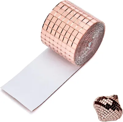 Produktbild von Mini Selbstklebende Spiegelmosaik, Glas, 100 Stück, Roségold, für DIY Dekoration
