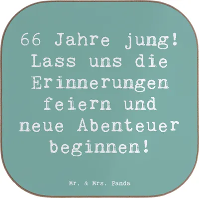 Produktbild von Mr. & Mrs. Panda Untersetzer für Gläser Spruch 66. Geburtstag Feiern - Meeresbrise - Geschenk, Tassenuntersetzer, gläseruntersetzer, liebevolle Karte, Tischuntersetzer