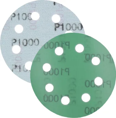 Obrázok produktu pre P1000 brúsny papier, brúsny kotúč - univerzálny (zelený) 125 mm, 8 dierok, na báze fólie - balenie po 10 ks