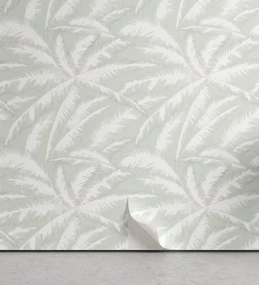 Produktbild von ABAKUHAUS Abstrakt abziehbare & klebbare Tapete für Zuhause, Flüchtiger Palm Jungle, selbstklebendes Wohnzimmer Küchenakzent, 33 cm x 180 cm, Grün und Weiß