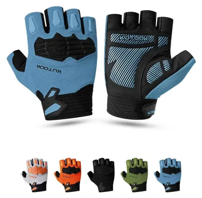 Produktbild von MTB Mountainbike Fahrradhandschuhe Herren Damen Sommer mit 5mm Palm Pad TPR SCR Protect Touch-Screen Atmungsaktiv KT202 M Blau