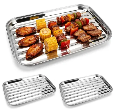 Obrázok produktu pre Solidchoice – Súprava 3 grilovacích misiek z nehrdzavejúcej ocele