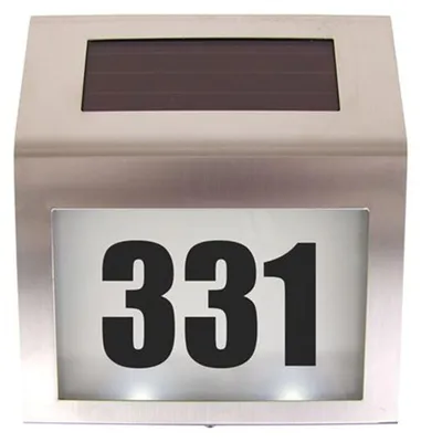 Image de Numéro de maison solaire en acier inoxydable LED 18x20cm