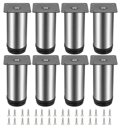 Produktbild von 8 verstellbare Möbelbeine, Edelstahl, Höhe 0-15 mm, belastbar bis 160 kg