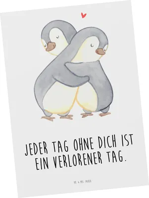 Produktbild von Mr. & Mrs. Panda Postkarte Pinguine Kuscheln - Weiß - Geschenk, für Frauen, Postkarten, Ansichtskarte, Mitbringsel, Jahrestag, Freundin, Ansichtskarten, Grußkarte