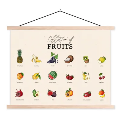 Produktbild von MuchoWow® Textilposter Obst - Küche - Lebensmittel 150x113 cm mit holzfarbenen Rahmen - Poster