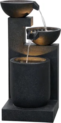 Immagine prodotto di Fontana da giardino - Fontana esterna - Relax nel giardino - Resistente al gelo, con luci LED - Altezza 100 cm - Colore nero