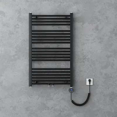 Image de doporro Radiateur de Salle de Bain Sèche-Serviette 100x60cm Radiateur Tubulaire Vertical Chauffage Électrique Gris-Noir avec Résistance pour Radiateur 600W