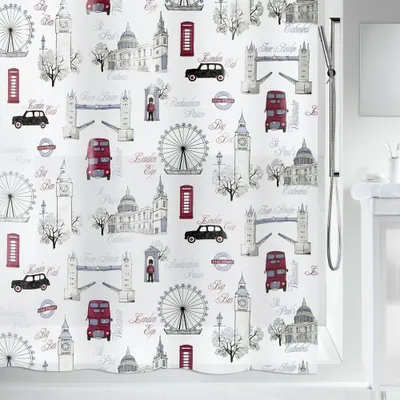 Produktbild von Spirella Duschvorhang Städte, vers. Designs Farbe: Westminster sand-red