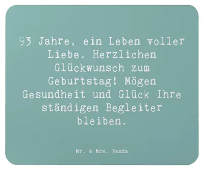 Produktbild von Mr. & Mrs. Panda Mauspad Spruch 93. Geburtstag - Meeresbrise - Geschenk, Familie, laptop, Mouse Pad, Lebensfreude, Geburtstagsgeschenk, Mousepad, Happy Birthday, pc