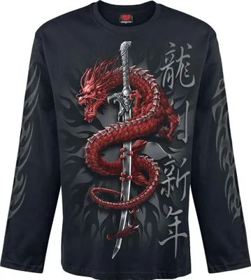 Produktbild von Spiral Langarmshirt Herren Oriental Dragon Longsleeve schwarz L