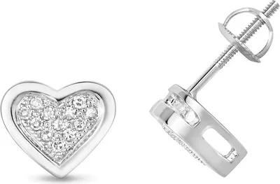 Produktbild von 9 Karat (375) Weißgold Herz Damen - Diamant Paar Ohrstecker Brillant-Schliff 0.12 Karat GH - SI; TRS313829KW