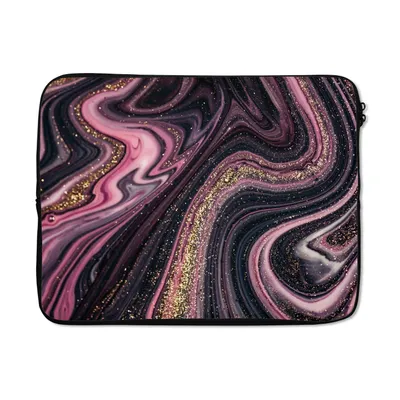 Produktbild von MuchoWow® Laptop Hülle 17 Zoll Laptoptasche Marmoroptik - Rosa - Lila - Gold - Luxus - Marmor - Zipper - Schutzabdeckung