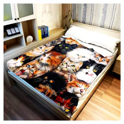 Produktbild von Decke 150x200 cm Kuscheldecke Sanft Flanell Weiche Fleecedecke Katzenmuster