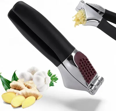 Obrázok produktu pre Lis na cesnak nehrdzavejúca oceľ a zinková zliatina, na cesnak a zázvor, ergonomická rukoväť