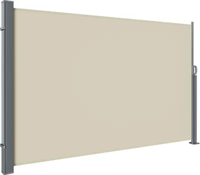 Produktbild von Faziango Seitenmarkise 300 x 160 cm Ausziehbar Windschutz, Sichtschutz für Balkon & Terrasse, Seitenrollo mit Wandhalterung Sonnenschutz - Beige Markise
