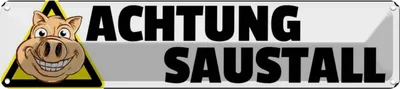 Produktbild von vianmo Blechschild 10x46 cm achtung Saustall Schwein Tier Haustier Spruch Zitat