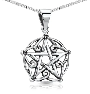 Produktbild von MATERIA Stern Anhänger Pentagramm Kette aus 925 Sterling Silber - Gothic Halskette Herren Damen rhodiniert KA-54